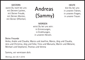Traueranzeige von Andreas  von  Kreisanzeiger