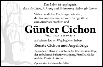 Traueranzeige von Günter Cichon von Trauerportal Rhein Main Presse