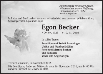 Traueranzeige von Egon Becker von Trauerportal Echo Online