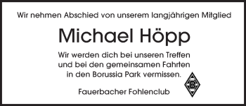 Traueranzeige von Michael Höpp von  Kreisanzeiger
