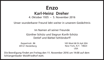 Traueranzeige von Karl-Heinz Dreher von Trauerportal Rhein Main Presse