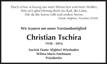 Traueranzeige von Peter Christian Tschira von Trauerportal Rhein Main Presse