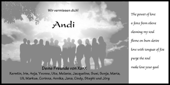 Traueranzeige von Andi  von  Kreisanzeiger