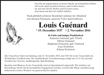 Traueranzeige von Louis Guénard von  Usinger Anzeiger