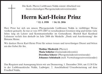 Traueranzeige von Karl-Heinz Prinz von  Kreisanzeiger