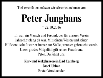 Traueranzeige von Peter Junghans von  Camberger Anzeiger