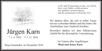 Traueranzeige von Jürgen Karn von VRM Trauer