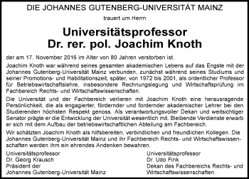 Traueranzeige von Joachim Knoth von Trauerportal Rhein Main Presse