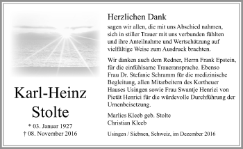 Traueranzeige von Karl-Heinz Stolte von  Usinger Anzeiger