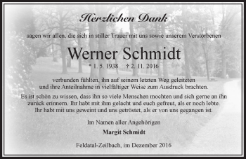 Traueranzeige von Werner Schmidt von VRM Trauer