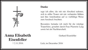 Traueranzeige von Anna Elisabeth Eisenfeller von  Gießener Anzeiger