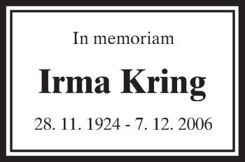Traueranzeige von Irma Kring von  Usinger Anzeiger