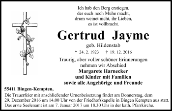 Traueranzeige von Gertrud Jayme von Trauerportal Rhein Main Presse