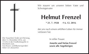Traueranzeige von Helmut Frenzel von Trauerportal Echo Online