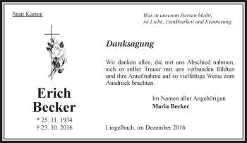 Traueranzeige von Erich Becker von VRM Trauer
