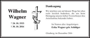 Traueranzeige von Wilhelm Wagner von  Kreisanzeiger