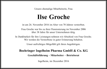 Traueranzeige von Ilse Groche von Trauerportal Rhein Main Presse