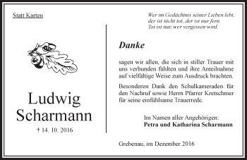 Traueranzeige von Ludwig Scharmann von VRM Trauer