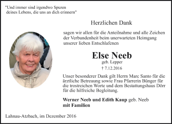 Traueranzeige von Else Neeb von  Gießener Anzeiger