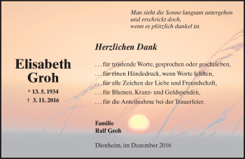 Traueranzeige von Elisabeth Groh von Trauerportal Rhein Main Presse