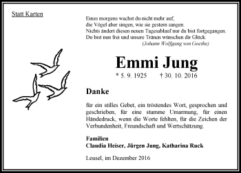 Traueranzeige von Emmi Jung von VRM Trauer