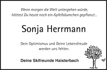 Traueranzeige von Sonja Herrmann von Trauerportal Echo Online