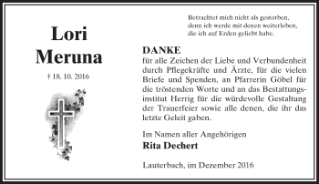 Traueranzeige von Lori Meruna von VRM Trauer