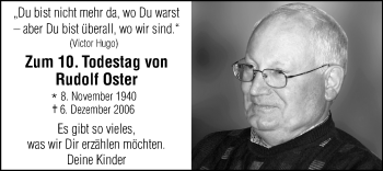 Traueranzeige von Rudolf Oster von Trauerportal Rhein Main Presse