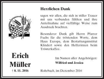 Traueranzeige von Erich Müller von  Kreisanzeiger