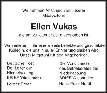 Traueranzeige von Ellen Vukas von trauer.echo-online.de