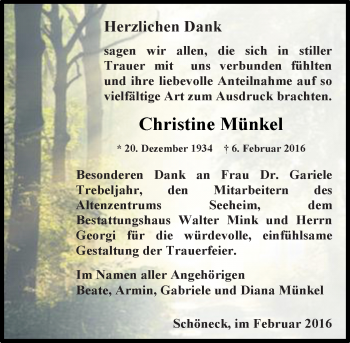 Traueranzeige von Christine Münkel von trauer.echo-online.de