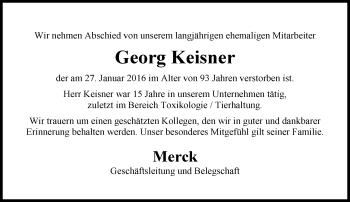 Traueranzeige von Georg Keisner von trauer.echo-online.de