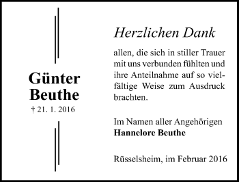 Traueranzeige von Günter Beuthe von trauer.echo-online.de Traueranzeige von Günter Beuthe von trauer.echo-online.de