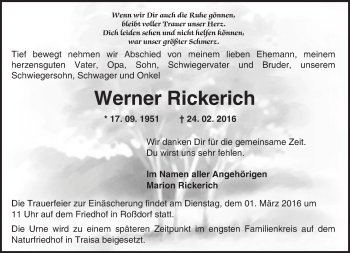 Traueranzeige von Werner Rickerich von trauer.echo-online.de