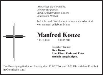 Traueranzeige von Manfred Konze von trauer.echo-online.de