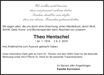Traueranzeige von Theo Hentschel von trauer.echo-online.de