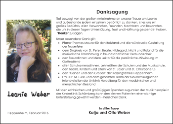 Traueranzeige von Leonie Weber von Starkenburger Echo