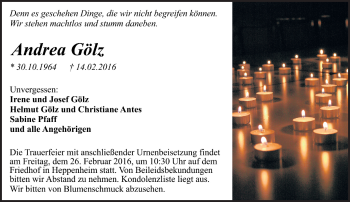 Traueranzeige von Andrea Gölz von trauer.echo-online.de