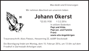 Traueranzeige von Johann Okerst von trauer.echo-online.de