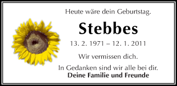 Traueranzeige von Stebbes  von trauer.echo-online.de