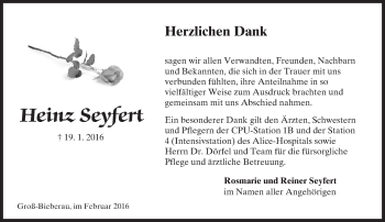 Traueranzeige von Heinz Seyfert von trauer.echo-online.de