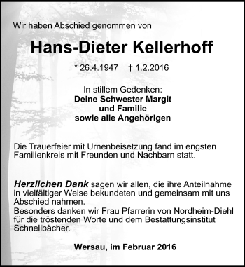 Traueranzeige von Hans-Dieter Kellerhoff von trauer.echo-online.de