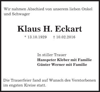 Traueranzeige von Klaus  Eckart von trauer.echo-online.de