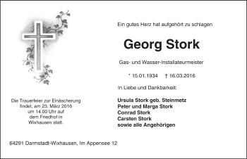 Traueranzeige von Georg Stork von trauer.echo-online.de