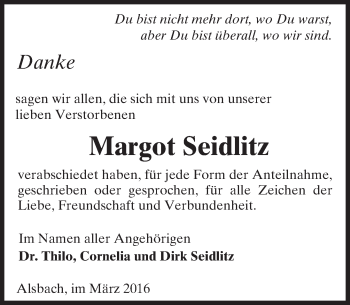 Traueranzeige von Margot Seidlitz von trauer.echo-online.de