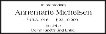 Traueranzeige von Annemarie Michelsen von trauer.echo-online.de