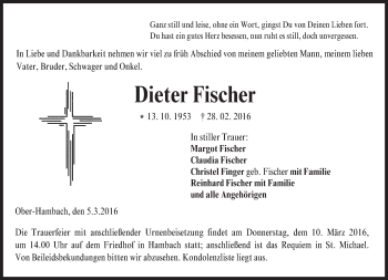 Traueranzeige von Dieter Fischer von trauer.echo-online.de