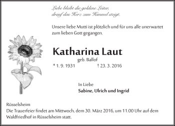 Traueranzeige von Katharina Laut von trauer.echo-online.de Traueranzeige von Katharina Laut von trauer.echo-online.de