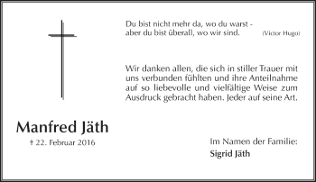 Traueranzeige von Manfred Jäth von trauer.echo-online.de