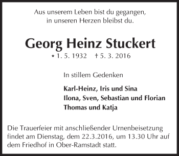Traueranzeige von Georg Heinz Stuckert von trauer.echo-online.de